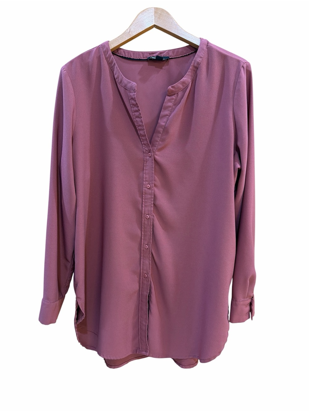 Dalia Dusty Rose Button-Front Long Sleeve Blouse